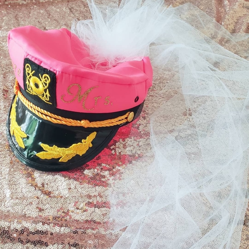 Hot Pink Captain veil hat!!!